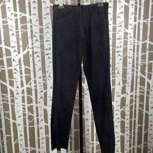 DKNY Skyline Suede Leather Pant 2 Dark Brown